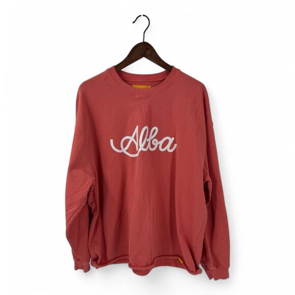 Yellow Label Alba Crew Sweatshirt Coral Pink Oversized Pullover Long Sleeves - Picture 1 of 9